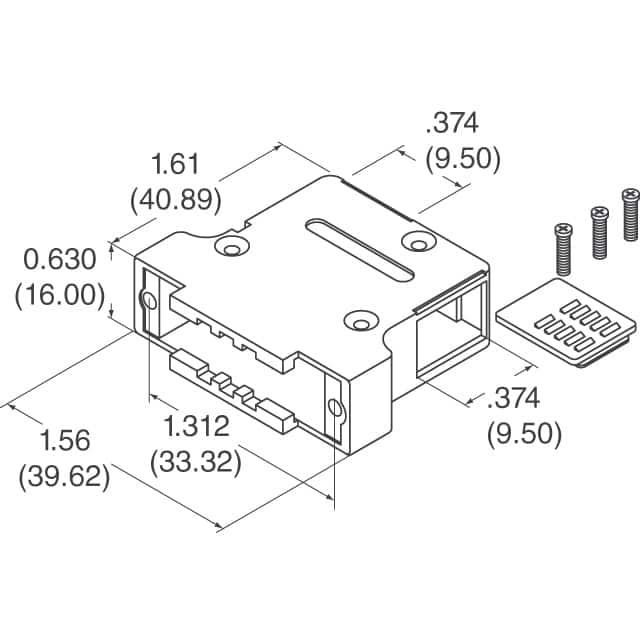 982-015-010R031 NorComp Inc.  Capots de connecteurs D-Sub en forme de D